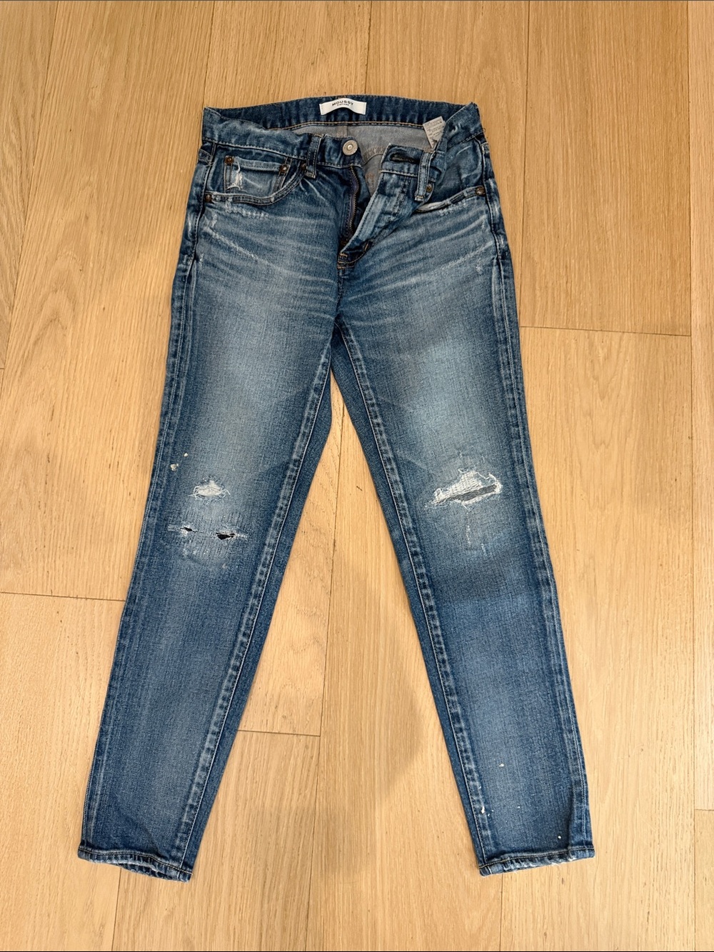 Moussy Women's Distressed Slim Jeans - Medium Blue